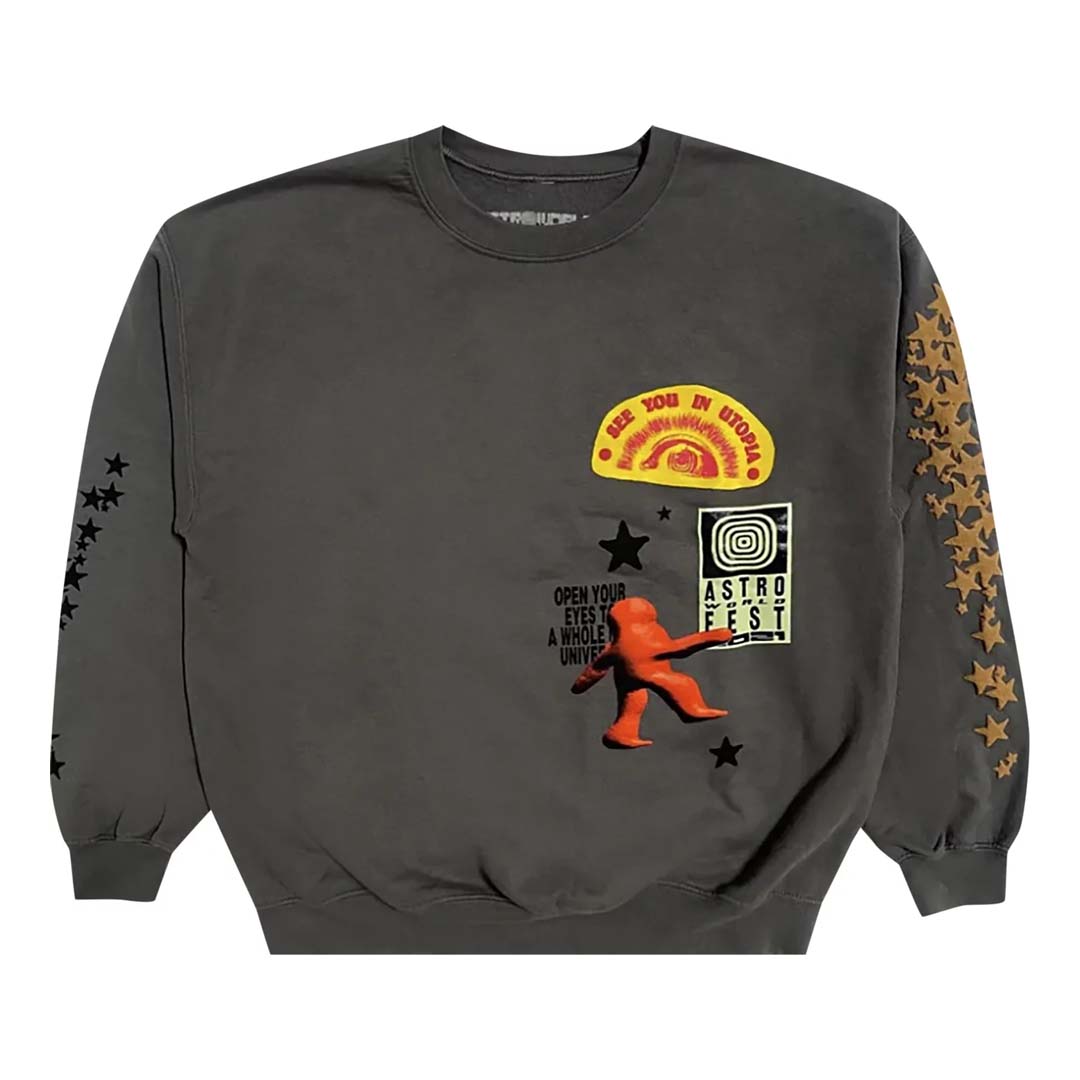 Travis Scott Houston Crewneck Grey Men's - FW22 - US