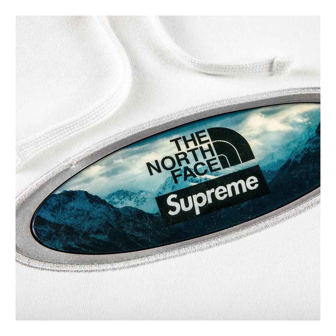 Supreme x TNF Lenticular Mountains Hooded Sweatshirt 'White' | NWAHYPE